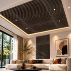 Art3d 6-Pack Acoustic Wood Slat Panel & Ceiling Tile, 2 x 2 ft, Walnut - Image 2