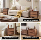 AVZEAR Modern 2 Drawer Dresser, 2 Drawer Nightstand Small Wooden Dresser Chest of Drawers, Handle Free & Curved Profile Design Sofa End Table for Living Room, Nursery, Walnut - Image 4