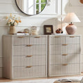 LEYAOYAO Fluted 5 Drawers Dresser for Bedroom Set of 2, 34" Tall Modern Chest of Drawers with Metal Handle, Curved Profile Design,Light Grey Wood Drawer Organizer for Bedroom, Living Room, Hallway by LEYAOYAO-Findtheshiningpointofyourideallife%EF%BC%81