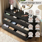 LYNSOM Black Fluted 6 Drawer Dresser for Bedroom, Curved Edge, 50" Wide - Image 4