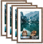 Hongkee 20x28 Picture Frame Set of 4, 20 x 28 Rustic Brown Wood Style by Hongkee