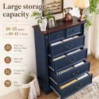 Farmhouse 6 Drawers Dresser, 47" High, Blue - Image 4