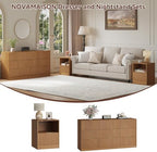 3Pcs 9 Drawer Dresser and 1-Drawer Nightstand Set, Natural Wood丨63 Wide Fluted Bedroom Dresser Set Night Stand Set of 2, Modern Wood Chest of Drawers Storage Dressers Set for Bedroom - Image 2