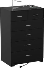 FJTJBSI Dresser with Power Outlets Wooden 6 Drawer Dresser with Large Organizer - Image 4
