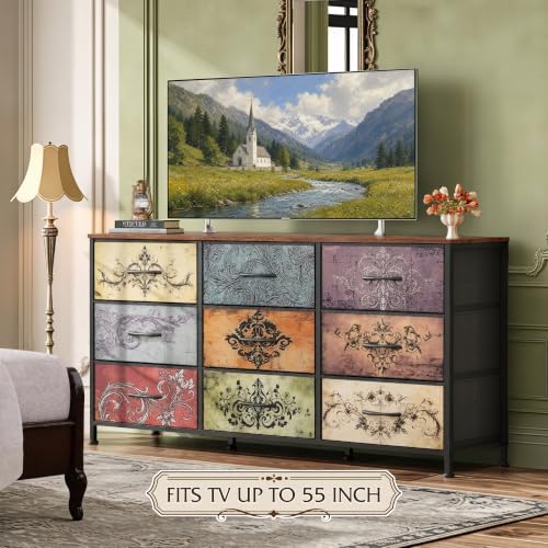 WLIVE Dresser TV Stand for 55 Inch TV, 9 Drawer Dresser for Bedroom - Image 4