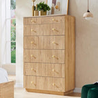 Aitjunz Fluted Dresser for Bedroom with 7 Drawers,45" Tal Modern Chest of Drawers with Metal Handle, Wooden Closet Clothes Storage Organizer for Living Room, Hallway, Natural Oak by AITJUNZ