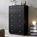 Fluted 7 Drawers Dresser for Bedroom, 48" Tall Modern Dressers & Chest of Drawers with Metal Handle, Wood Closet Clothes Storage Organizer,Storage Dressers Organizer for Hally/Living Room, Natural by AITJUNZ