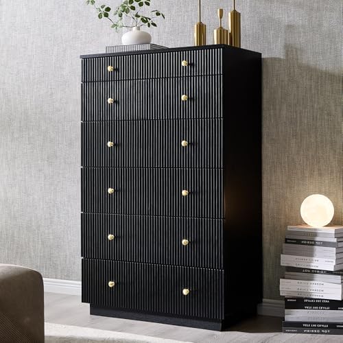 Fluted 7 Drawers Dresser for Bedroom, 48" Tall Modern Dressers & Chest of Drawers with Metal Handle, Wood Closet Clothes Storage Organizer,Storage Dressers Organizer for Hally/Living Room, Natural by AITJUNZ