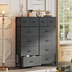 WLIVE 12 Drawer Tall Fabric Dresser Bedroom Storage Chest, Dark Grey - Image 4