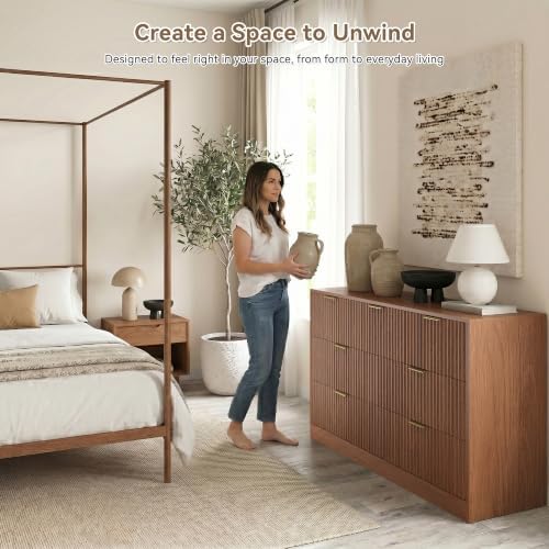7 Drawer Dresser for Bedroom, Fluted Modern Chest of Drawers - Image 4