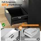Bonnlo Fluted Dressers Chest of Drawers,57" Fluted Wide Modern Dresser with Metal Handle, Curved Profile Design, Wood Drawer Organizer for Bedroom, Black - Image 4