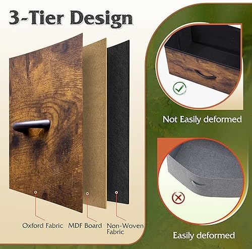 WLIVE 12 Drawer Tall Fabric Dresser Bedroom Storage Chest, Rustic Brown - Image 6