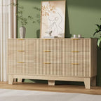 Garvee 9 Drawer Dresser for Bedroom, 59" Wide Fluted Chest of Drawers, Oak - Image 6