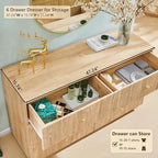 Fluted 6 Drawers Dresser for Bedroom, 47"W Modern Dressers & Chest of Drawers with Metal Handle, Wood Closet Clothes Storage Organizer,Storage Dressers Organizer for Hally/Living Room, Natural - Image 3