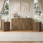 7 Drawer Dresser & 3-Drawer Nightstand Set 3-Piece, Walnut丨 Bedroom Dressers and Night Stand Set of 2, Fluted Modern Wood Chest of Drawers Storage Dressers Set for Bedroom by NOVAMAISON