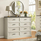 Farmhouse 8 Drawer Dresser for Bedroom, 55" White Dresser with TV Stand - Image 5