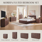 Fluted 5 Drawers Dresser for Bedroom, 45" Tall Modern Dressers & Chest of Drawers with Metal Handle, Wood Closet Clothes Storage Organizer,Storage Dressers Organizer for Hally/Living Room, Natural - Image 6