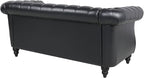 LEVNARY Leather Sofa, Chesterfield Tufted Upholstered 2 Seater Couch, Modern - Image 5
