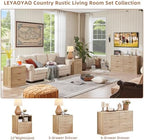 LEYAOYAO Fluted Nightstand with Charging Station, 23" Modern Night Stand with Woodgrain Top, 3 Drawers End Table w/Storage, Bedside Tables for Bedroom, Living Room, Curved Profile Design,Wood - Image 3