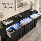 Fluted 9 Drawer Dresser for Bedroom,63" Wide Chest of Drawers w/LED Lights - Image 4