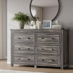 BORNOON 6-Drawer Dresser, Modern Wooden Storage Chest of Drawers, Dresser TV Stand, Wood Drawer Organizer with Metal Handles for Bedroom, Living Room, Hallway by BORNOON