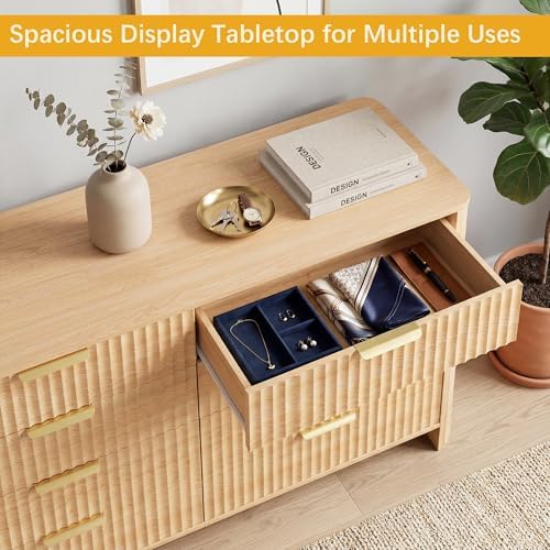 Wodeer 8 Drawer Dresser for Bedroom, 47" Wide Wood Storage Cabinet with Fluted Design, Modern Chest of Drawers & TV Stand for Living Room, Nursery Clothing Organizer with Metal Slides, Anti-Tipping - Image 4