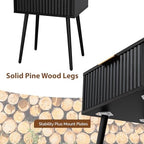 VINGLI Nightstands Set of 2, Fluted Night Stand with Drawer, Bedside Table, Wood Nightstand for Bedroom, Mid Century Modern End Tables, Black, 18.9" W*14.96" D*24" H - Image 6