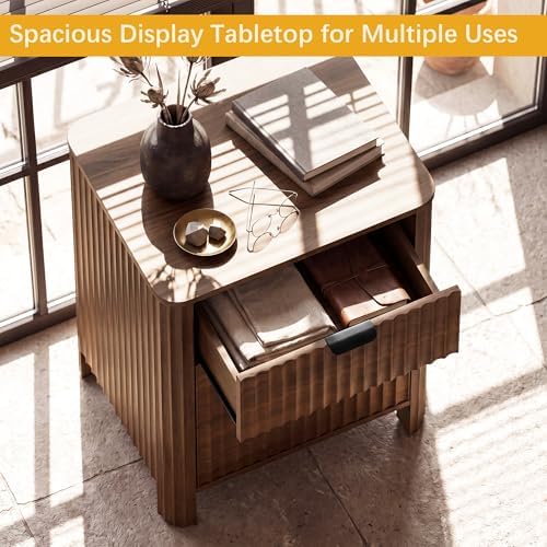 Wodeer 3 Drawer Dresser for Bedroom, 20" Wide Wood Storage Cabinet with Fluted Design, Modern Chest of Drawers for Living Room, Nursery Clothing Organizer with Metal Slides, Anti-Tipping - Image 4