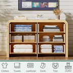 Ieejdn 47" Modern Chest of Drawer, 6 Deep Drawers,Clothes Organizer,Large Storage Cabinet for Living Room, Bedroom,Dresser TV Stand, Wood Drawer Organizer for Living Room, Hallway, Wood - Image 3