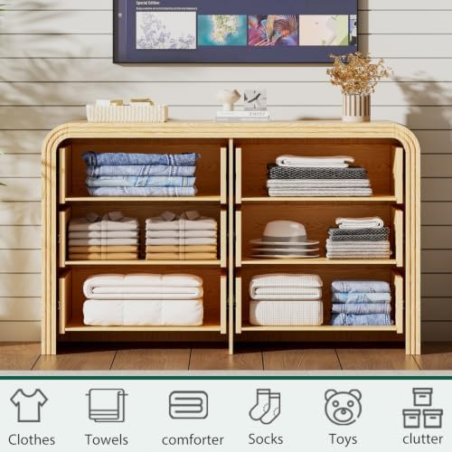 Ieejdn 47" Modern Chest of Drawer, 6 Deep Drawers,Clothes Organizer,Large Storage Cabinet for Living Room, Bedroom,Dresser TV Stand, Wood Drawer Organizer for Living Room, Hallway, Wood - Image 3