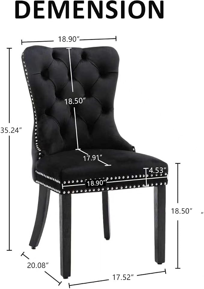 KCC Velvet Dining Chairs Set of 2, Upholstered High-end Tufted Dining Room Chair - Image 3