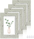 Hongkee 5x7 Picture Frame Set of 4, Made of Real Glass and Sage Green Wooden Frame, 5 by 7 Photo for Wall or Tabletop - Display Picture 4x6 with Mat or 5x7 Without Mat by Hongkee