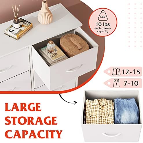 WLIVE Dresser for Bedroom with 6 Drawers, White - Image 5