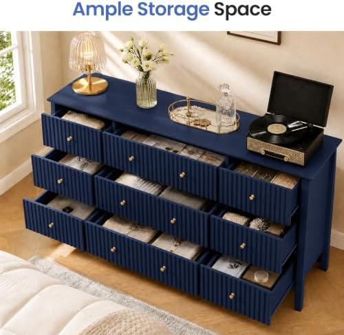 RoyalCraft Fluted Dresser for Bedroom with 9 Drawers, 59" Wide Long Dresser - Image 4