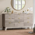 Wodeer 9 Drawer Fluted Dresser for Bedroom, Mid Century Modern Wooden Dresser with 9 Drawers, Dressers & Chests of Drawers with Metal Handle, TV Stand & Storage Organizer for Entryway, Hallway, Oak by WODEER