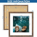Hongkee 16x16 Frame Set of 4, 16 x 16 Rustic Brown Wood Style(Mat 12x12) - Image 3