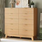 Fluted Dresser for Bedroom with 10 Drawers, 48" Wide Modern Chest of Drawers with Metal Handle, Wooden Dresser TV Stand, Wood Closet Clothes Storage Organizer for Living Room, Hallway, Natural Oak - Image 4