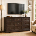 LOUVIXA Farmhouse Dresser 9 Drawer, Bedroom Chest of Drawers, Dressers with 9 Drawers, Wooden Dressers for Bedroom, Living Room, Tv Stand, Entryway(Vintage Brown) by LOUVIXA