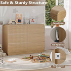 BORNOON Dresser for Bedroom with 6 Drawers, Fluted Chest of Drawers with Round Curved Corner, Hidden Handles, Modern Wood Storage Organizer for Bedroom, Nursery, Living Room - Image 4