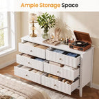 RoyalCraft White 6 Drawer Dresser for Bedroom, Fluted Painted Wood Chest of Drawers, Modern TV Stand Storage Cabinet for Living Room, Entryway, 47" W x 16" D x 32" H - Image 5