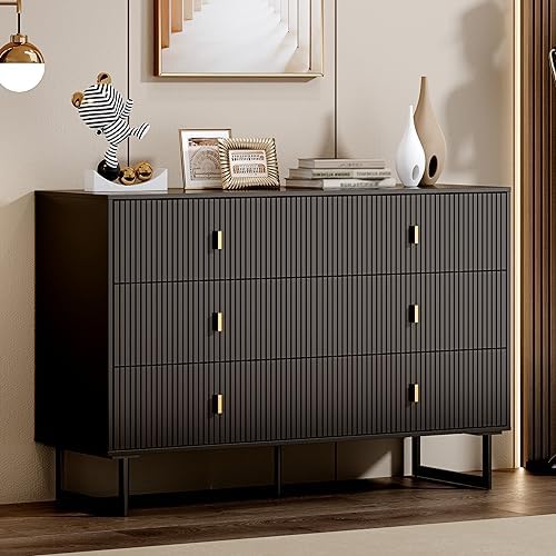Chrangmay Modern Chest of Drawers with 6 Drawers,Deep Drawers,Clothes Organizer,Large Storage Cabinet for Living Room, Bedroom,Hallway,with Anti-Tipping Device,Dark by Chrangmay