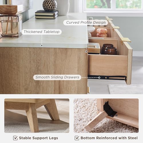 T4TREAM 54" Wide Fluted 9 Drawer Dresser for Bedroom, Natural Oak - Image 6
