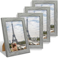 Hongkee 6x9 Picture Frame Set of 4, Made of Real Glass and Grey Wooden Frame - 6 by 9 Photo for Wall or Tabletop Display by Hongkee
