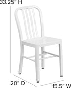 Flash Furniture Commercial Grade White Metal Indoor-Outdoor Chair - Image 3