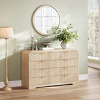 LINSY HOME 8-Drawer Fluted Dresser for Bedroom, Light Oak, Mid Century by LINSYHOME