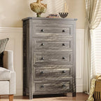 Xixini 45.5" Tall 5-Drawer Farmhouse Dresser for Bedroom, Dark Brown - Image 6