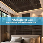 Art3d 6-Pack Acoustic Wood Slat Panel & Ceiling Tile, 2 x 2 ft, Walnut - Image 4