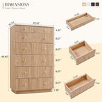 Aitjunz Fluted Dresser for Bedroom with 7 Drawers,45" Tal Modern Chest of Drawers with Metal Handle, Wooden Closet Clothes Storage Organizer for Living Room, Hallway, Natural Oak - Image 2