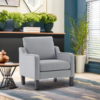 VINGLI Mid Century Modern Accent Chair, Light Grey Fabric Accent Chairs - Image 6