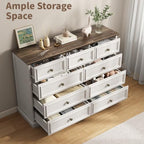 51" Wide Farmhouse 9 Drawer Dresser for Bedroom, Rustic White - Image 4